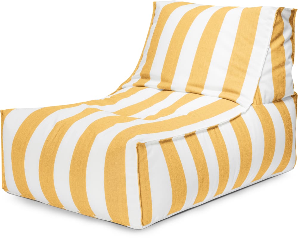 Pouf d'extérieur rayé jaune et blanc 65x100x65 cm