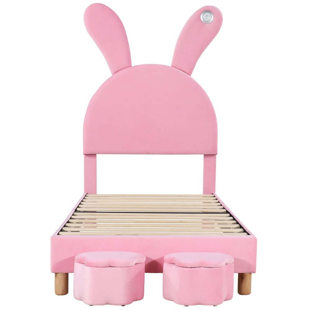 Flieks Polsterbett mit LED-Beleuchtung, aus Samt, 90 x 200 cm, rosa style modern Samt Baby