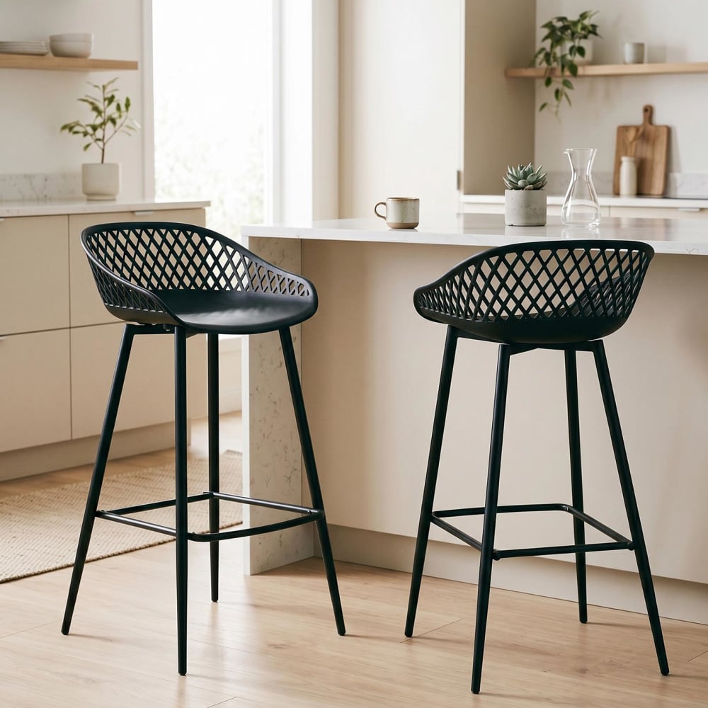 2er-Set Barhocker aus Kunststoff, schwarz - Maisons Du Monde