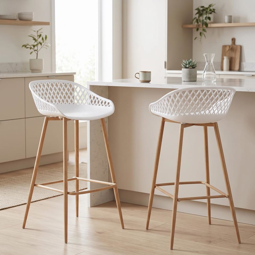 2er-Set Barhocker aus Kunststoff, weiß - Maisons Du Monde