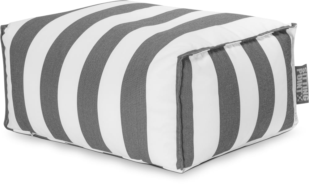 Repose-pied d'extérieur rayé anthracite et blanc 55x65x30 cm