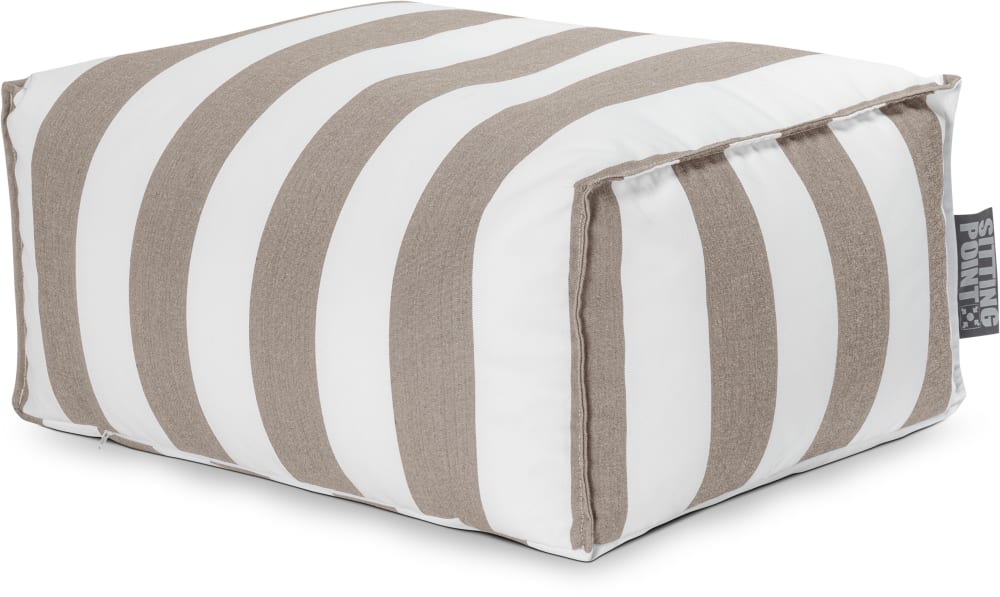 Repose-pied d'extérieur rayé taupe et blanc 55x65x30 cm