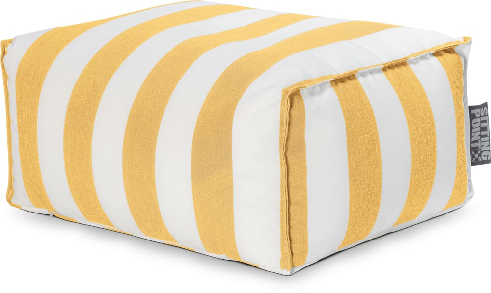Repose-pied d'extérieur rayé jaune et blanc 55x65x30 cm