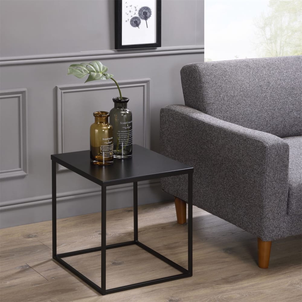 Table d'appoint avec plateau en métal laqué, noir - Maisons du Monde