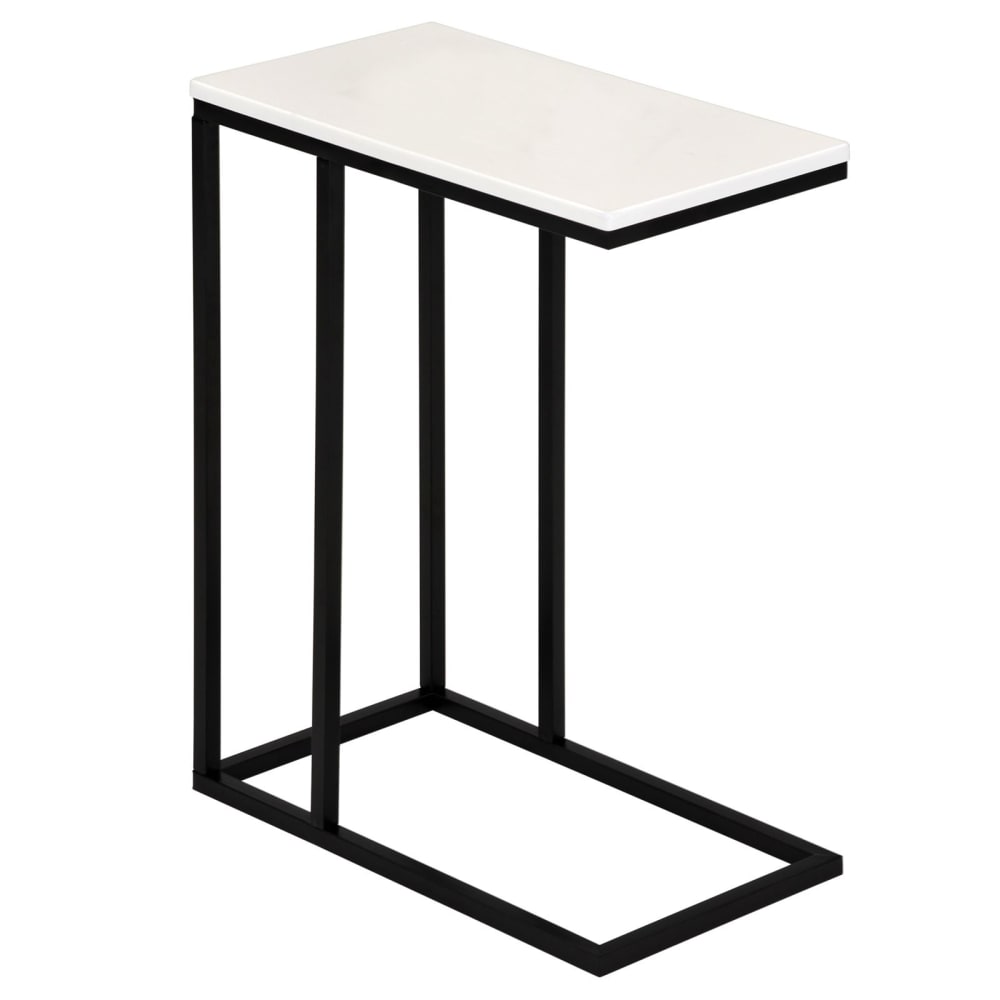 Table d'appoint avec plateau, cadre en métal, blanc