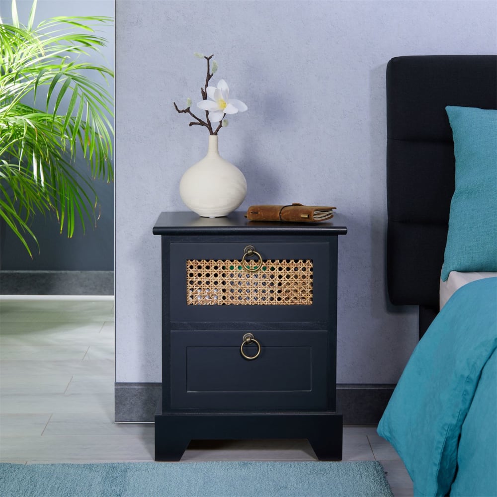 Nachttisch mit 2 Schubladen, schwarz - Maisons Du Monde