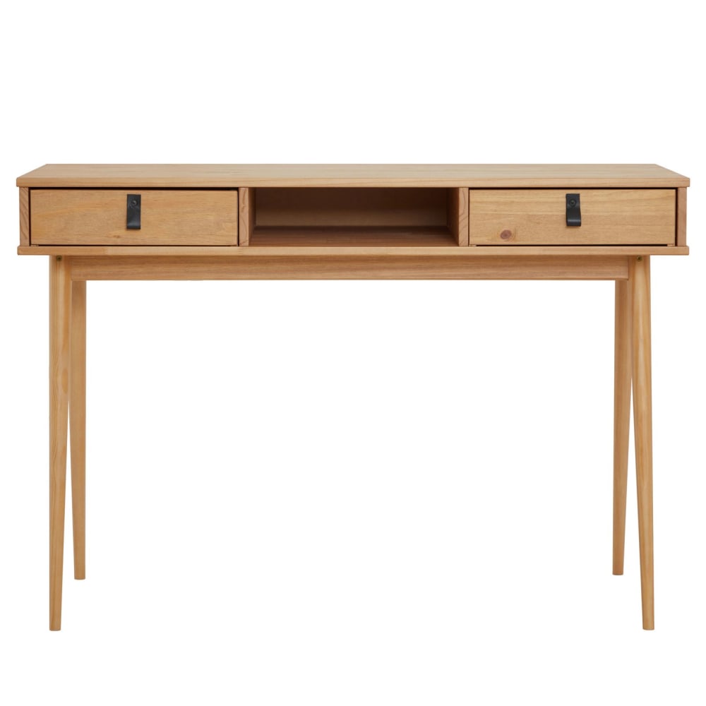 IDIMEX Schreibtisch mit 2 Schubladen aus Kiefer, braun style modern - Holz