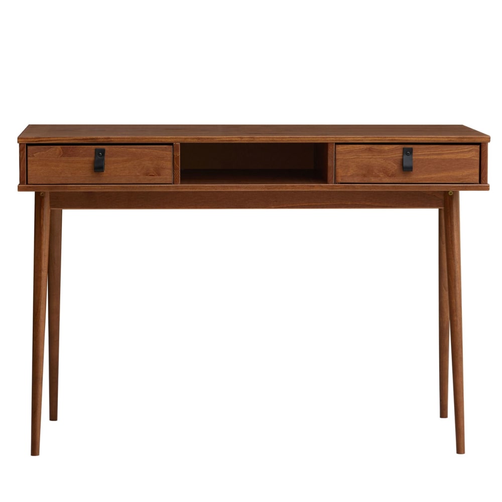 IDIMEX Schreibtisch mit 2 Schubladen aus Kiefer, Kastanie style modern Braun Holz