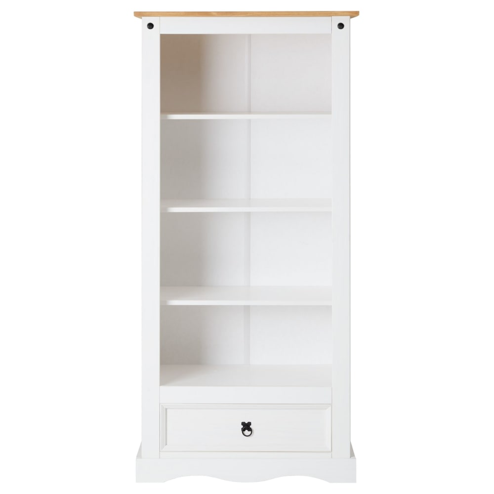 IDIMEX Bücherschrank mit 4 Fächern 1 Schublade aus Kiefer, weiß/braun style landhaus - Holz