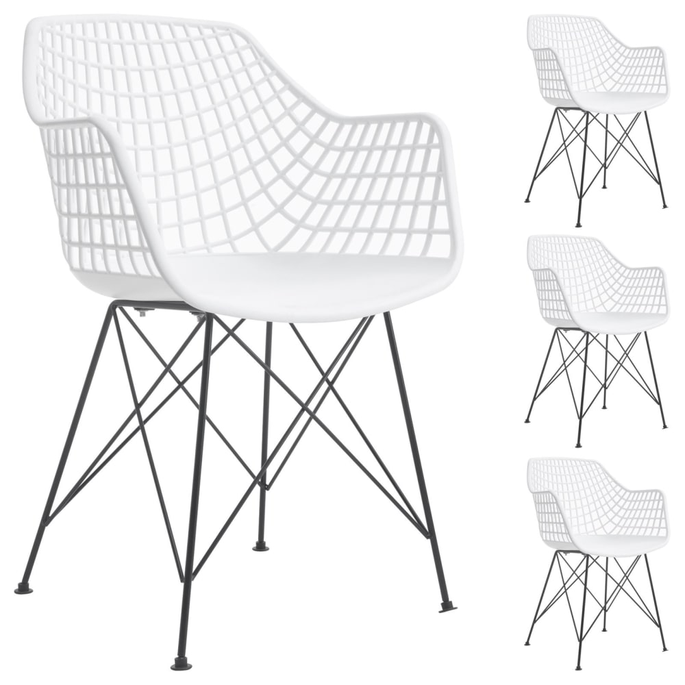 IDIMEX 4er-Set Gartenstühle aus Kunststoff, weiß style modern - Pp - Polypropylen