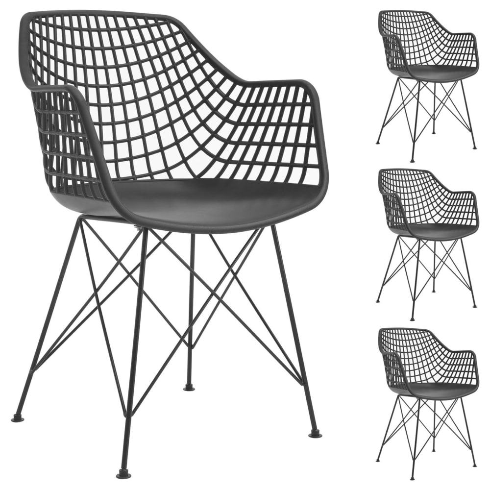 IDIMEX 4er-Set Gartenstühle aus Kunststoff, schwarz style modern - Pp - Polypropylen