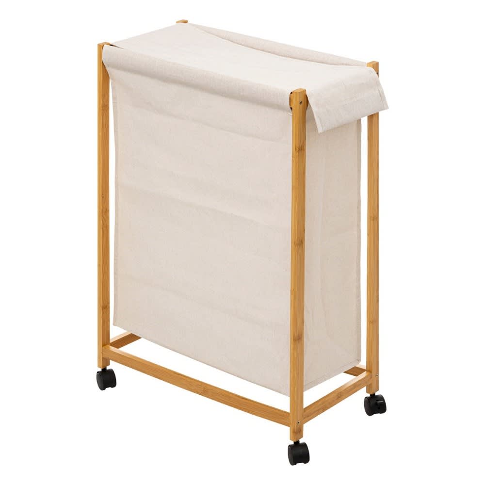 Five Simply smart Panier à linge 52l sur roulettes bambou style contemporain Beige