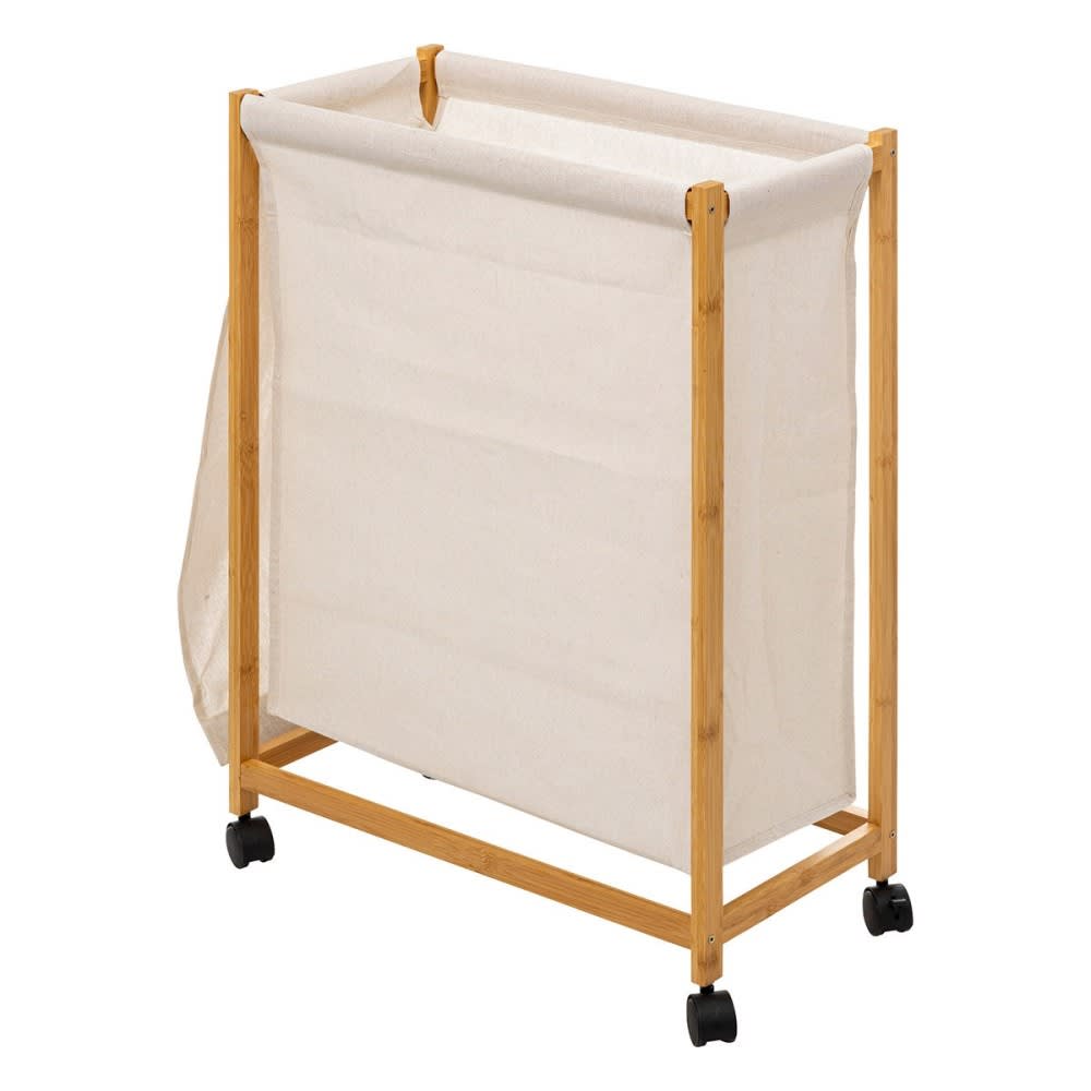 Panier à linge 52l sur roulettes bambou - Maisons du Monde