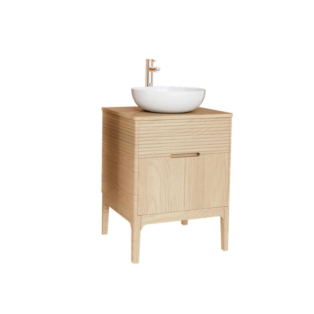 Ensemble meuble simple vasque 60 cm chêne naturel + vasque