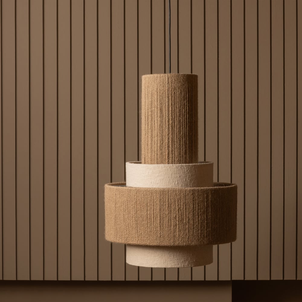 Lampe suspendue en corde beige — vue 3