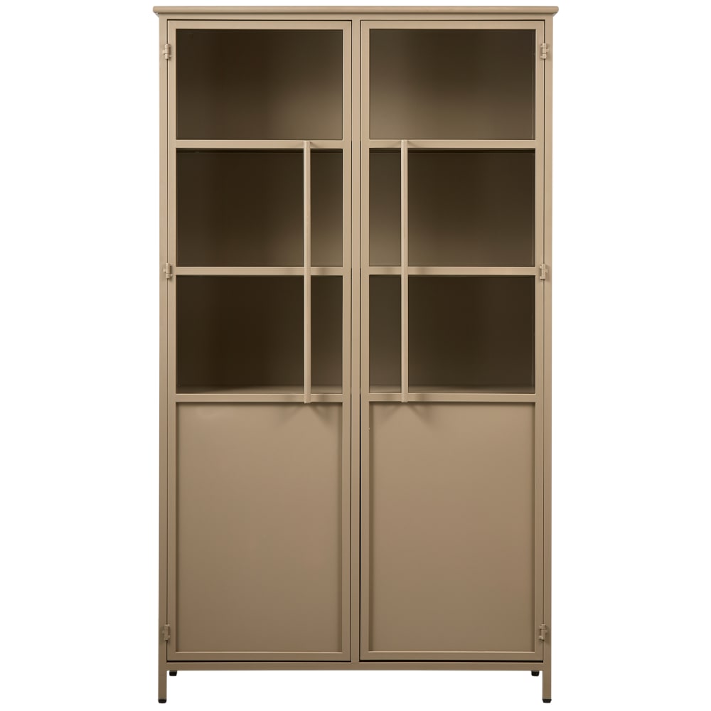 WOOOD Vitrineschrank aus Metall, Khaki style modern Blau Stahl