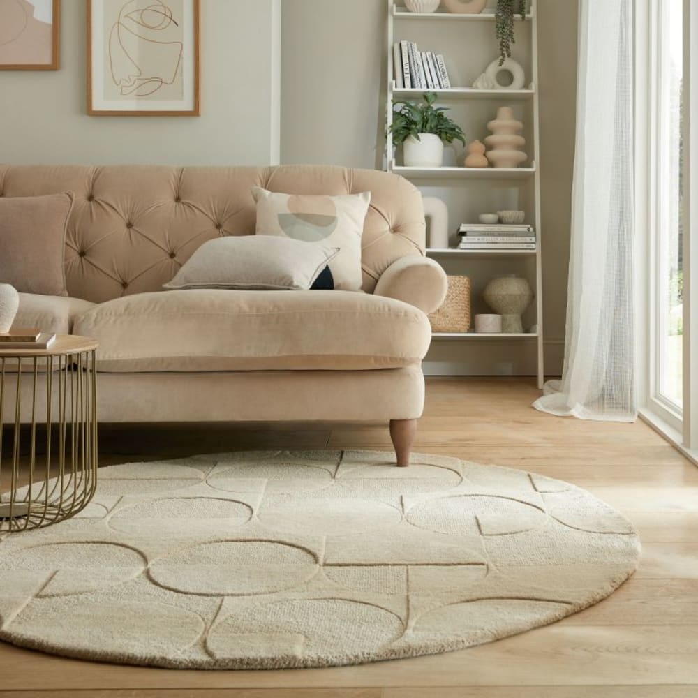 Tapis en laine rond beige 160x160cm — vue 3