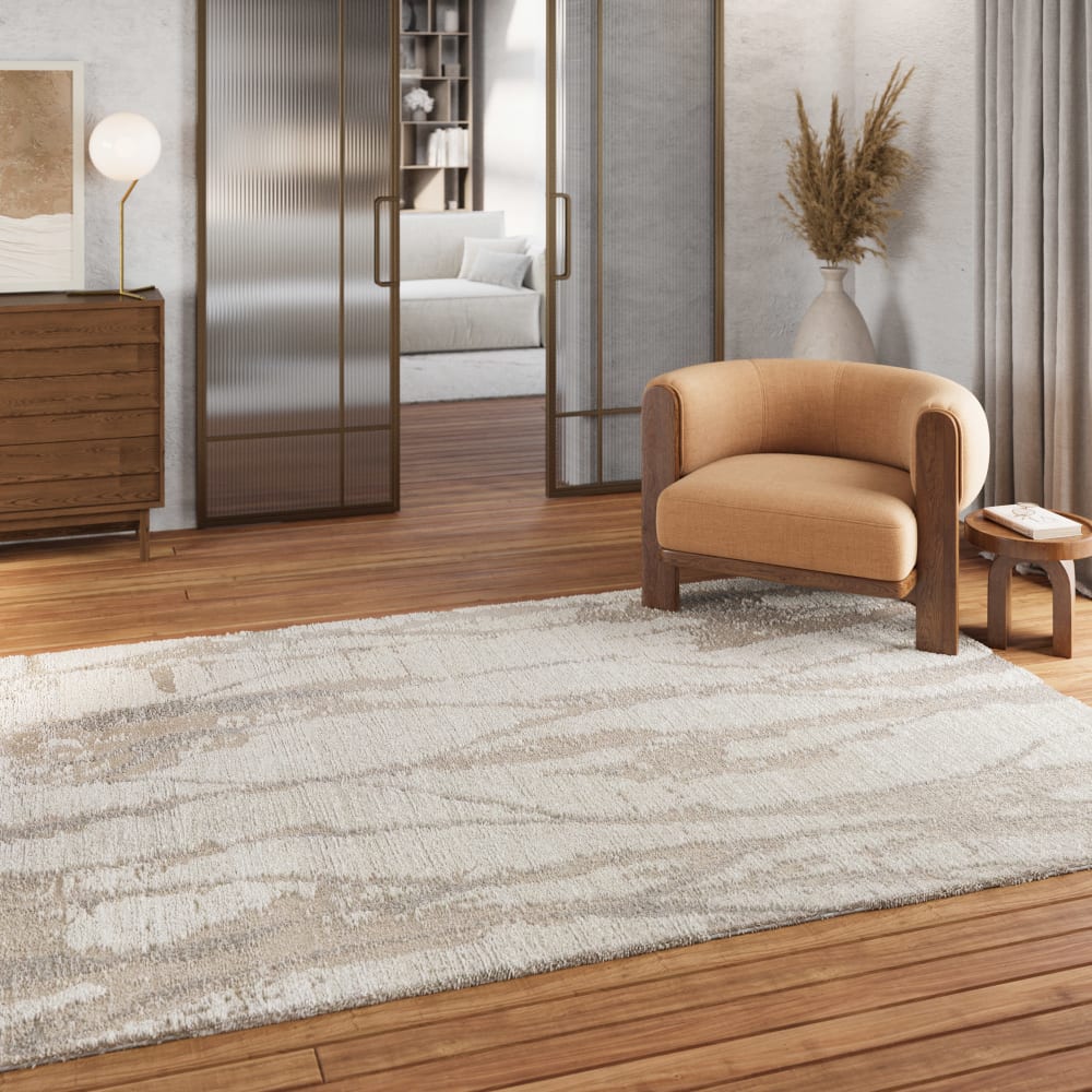 Tapis design inspiration nature à relief tons de beige 120x170