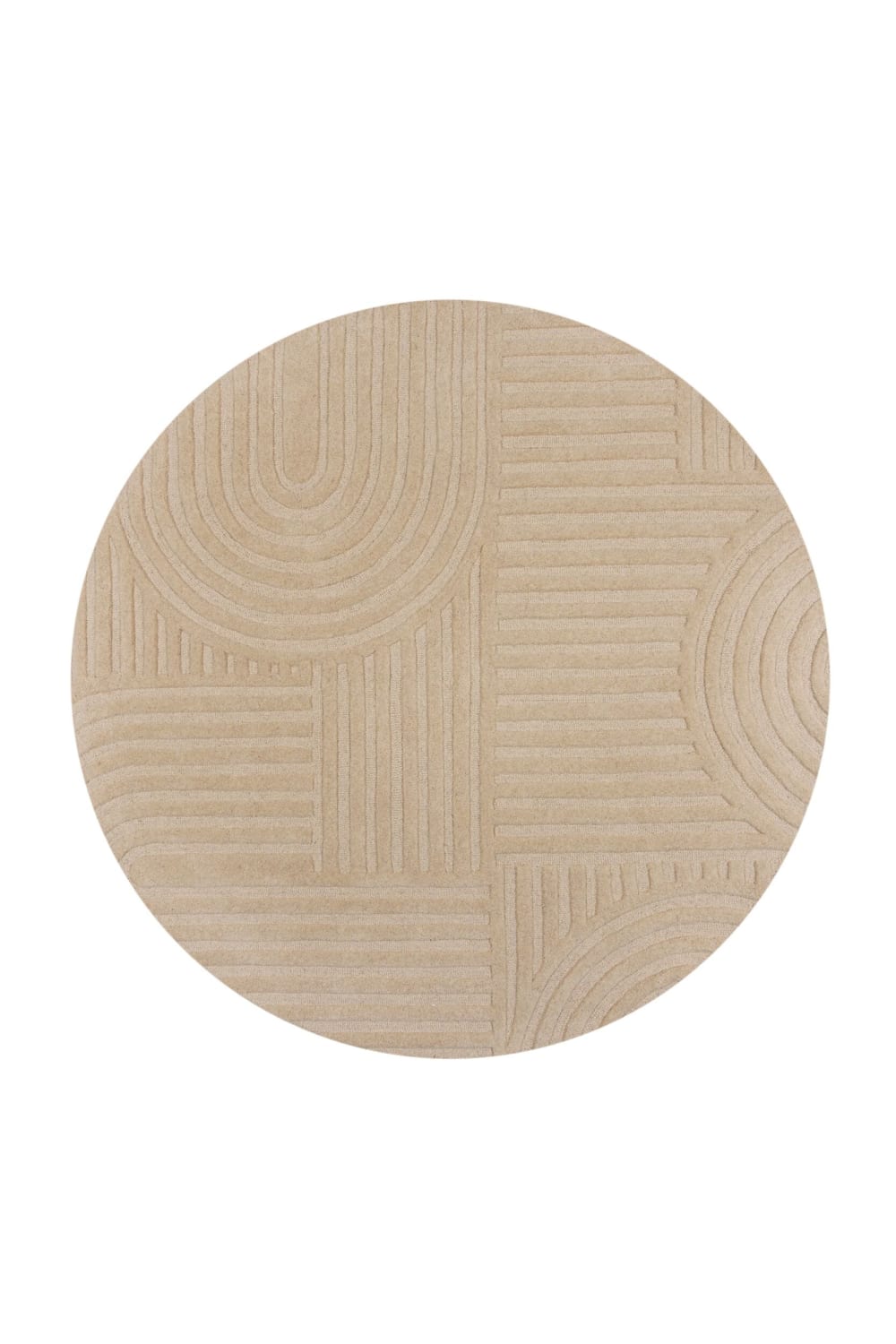 Flair Rugs Tapis en laine rond beige 160x160cm style contemporain