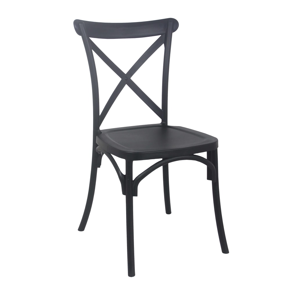 Lot de 4 chaises de terrasse en plastique noir
