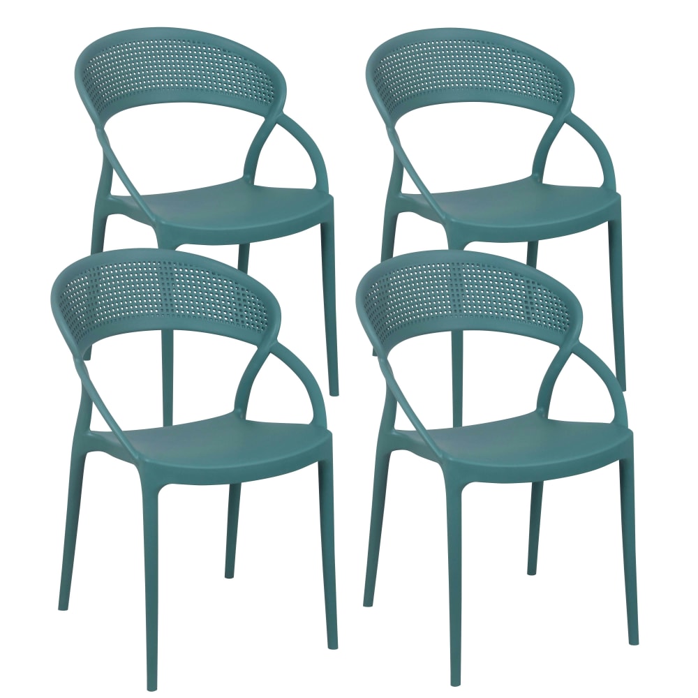 Lot de 4 chaises de terrasse vert foncé