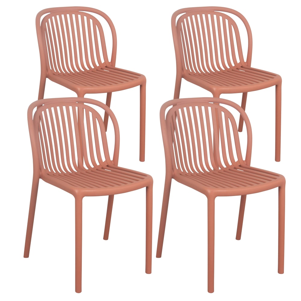 Lot de 4 chaises de terrasse en plastique terracotta