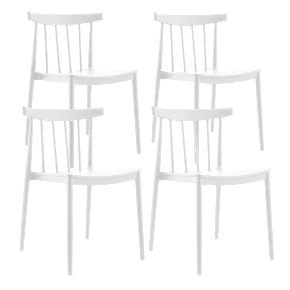 Lot de 4 chaises de terrasse blanc en plastique