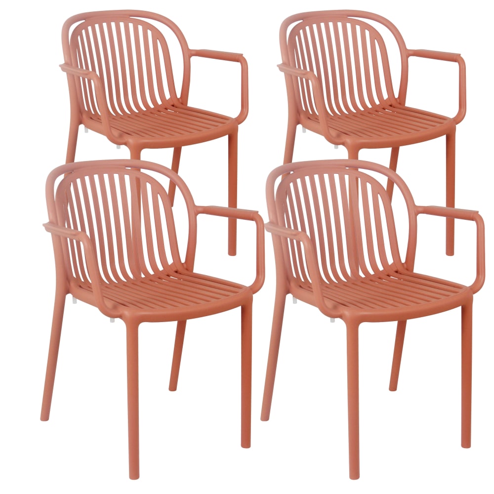 Lot de 4 fauteuils en plastique terracotta