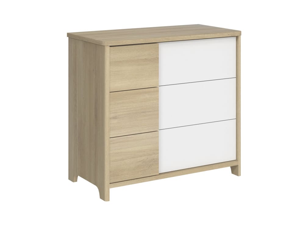 Commode sacha 3 tiroirs effet bois chêne bocage fixation murale - Maisons du Monde