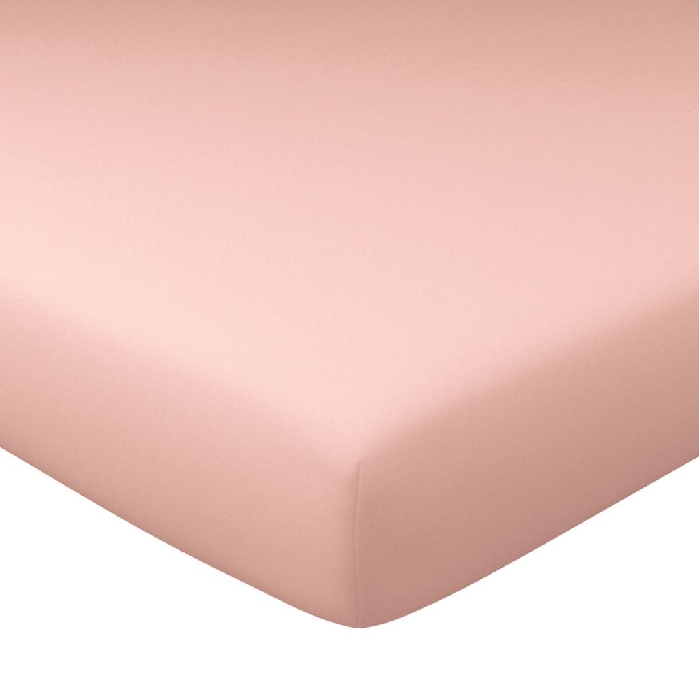 Drap-housse grand bonnet en coton rose thé 120x190x40cm