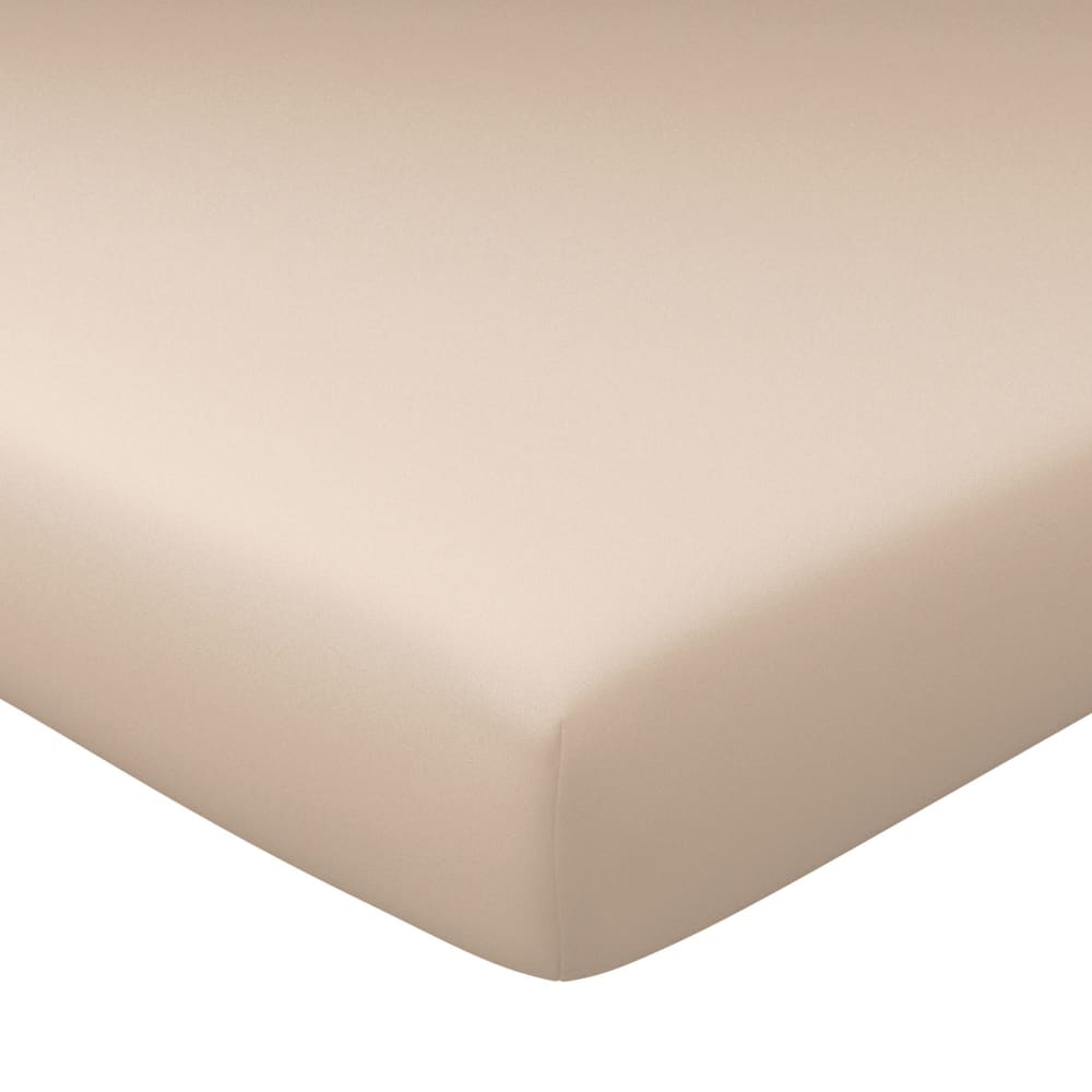 Drap-housse grand bonnet en coton beige sable 160x200x40cm — vue 3