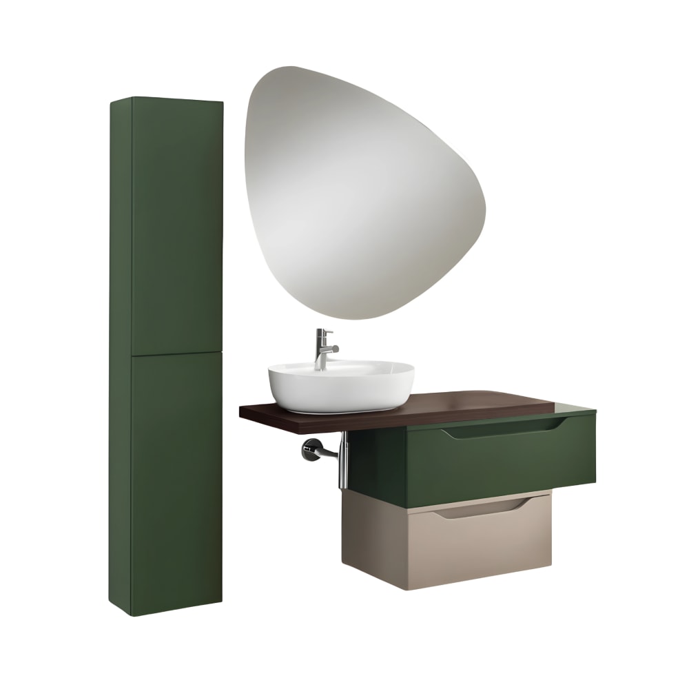 Meuble de salle de bain suspendu assemblé avec miroir led