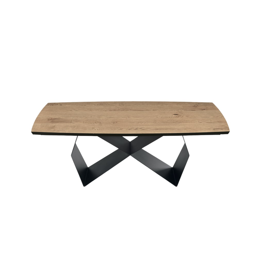 Table extensible en bois noir et beige, 200 x 300 cm, hauteur 75 cm