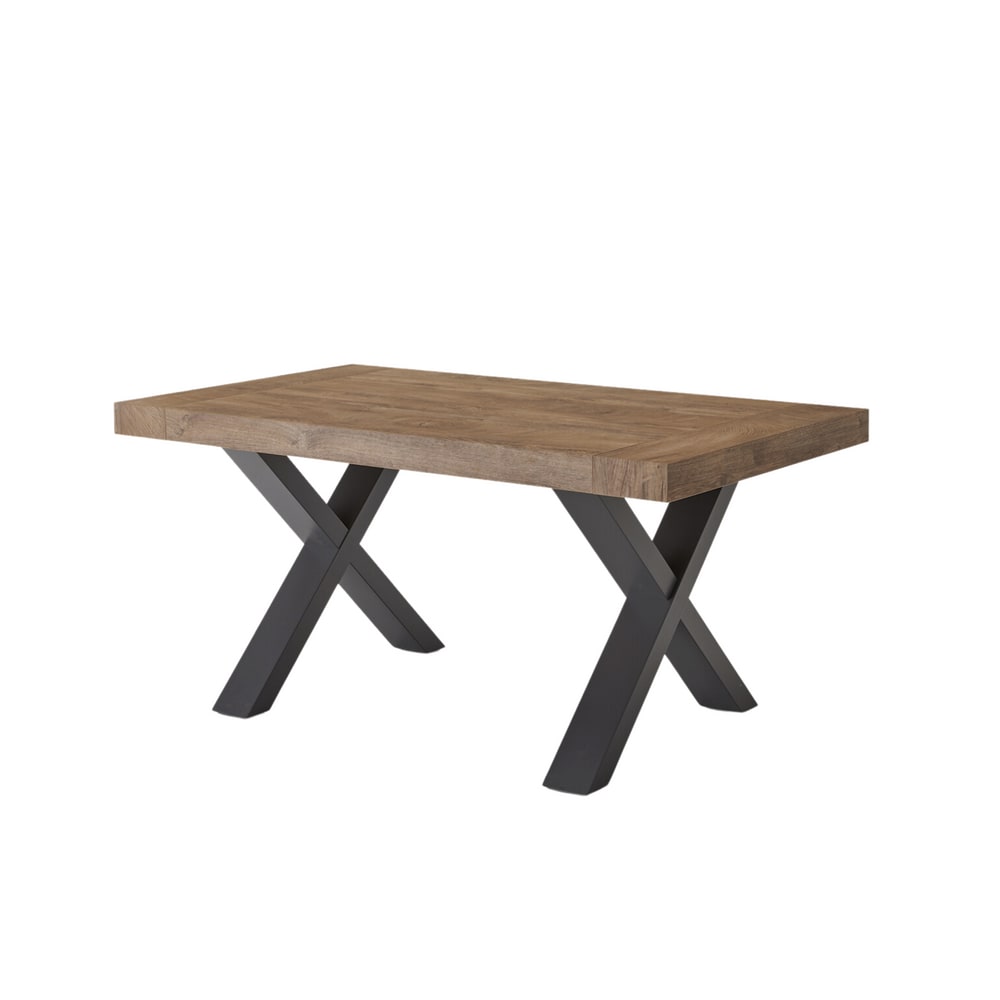 mesa extensible efecto madera marron cm 160260x90 76h