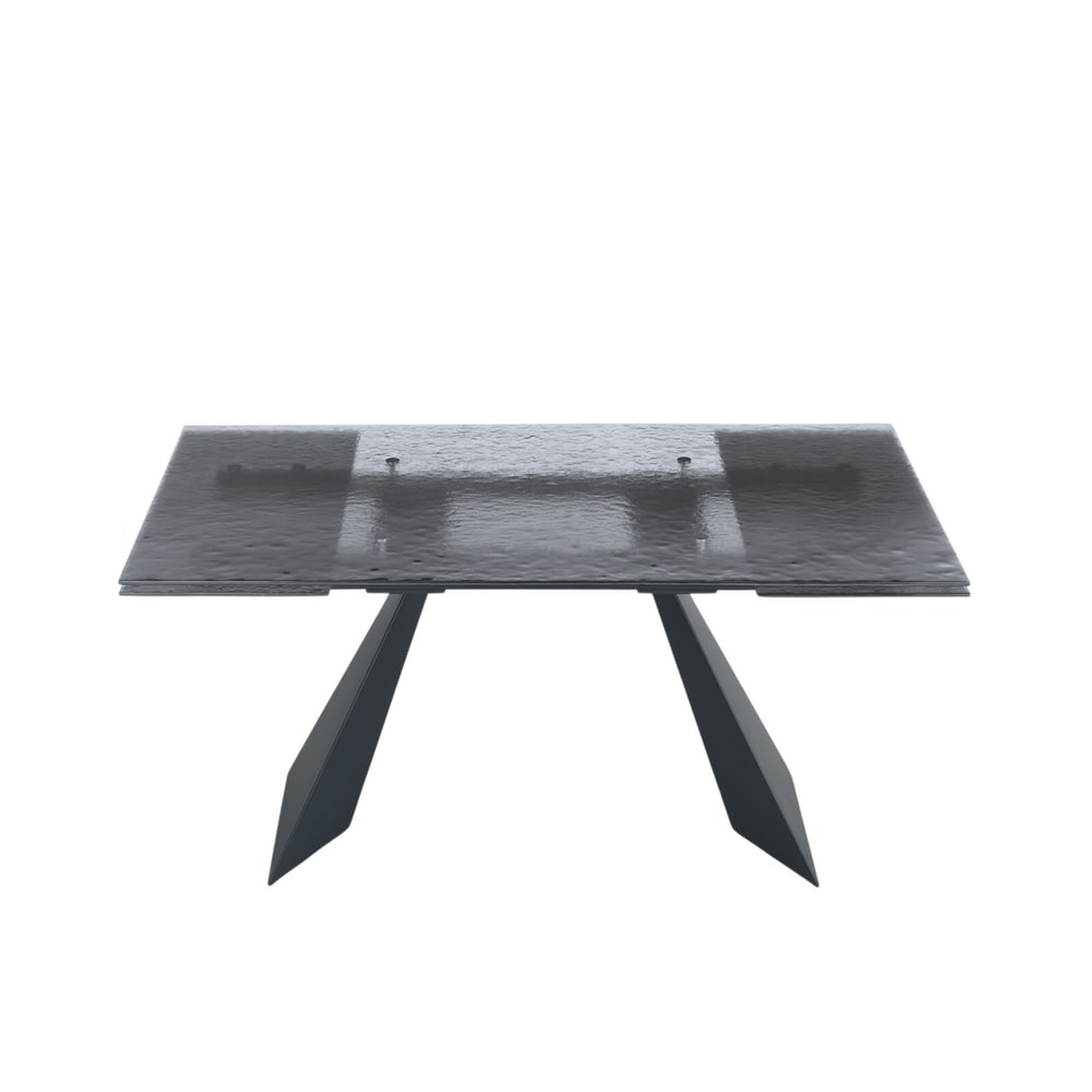 Table extensible en verre gris, 160/240 x 90 cm, hauteur 75 cm