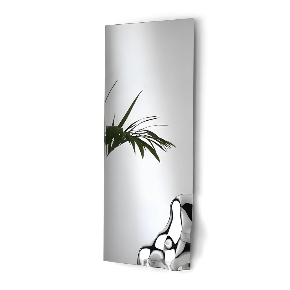Miroir rectangulaire moderne avec coin en verre fusionné, 170 x 68 cm