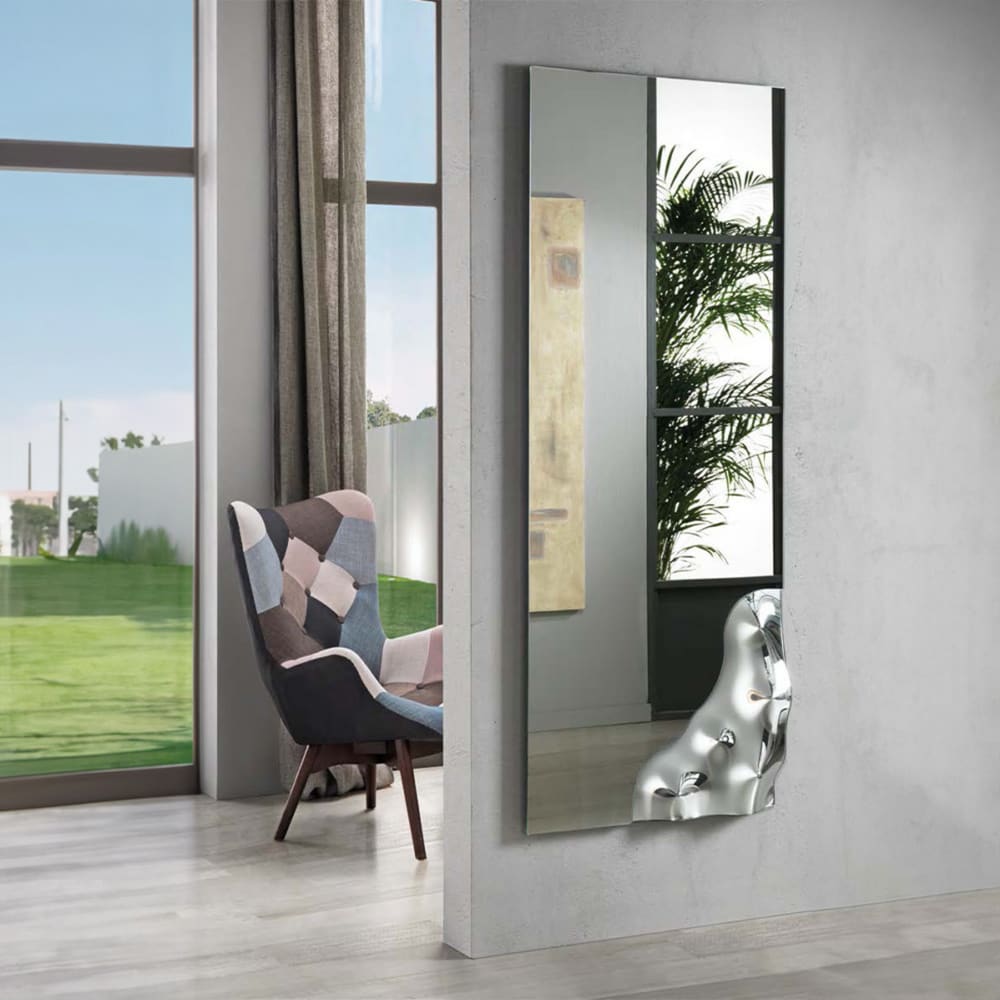 Miroir rectangulaire moderne avec coin en verre fusionné, 170 x 68 cm — vue 3
