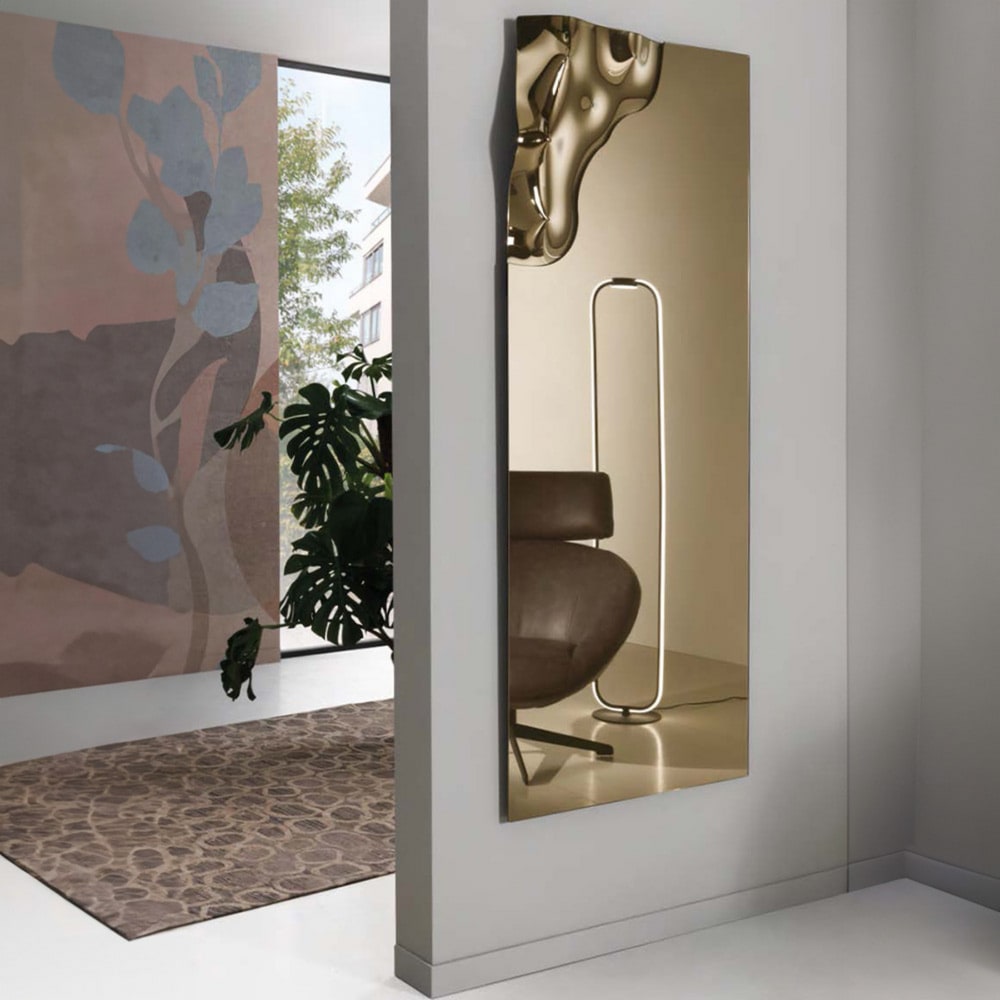 Miroir rectangulaire moderne avec coin en verre fusionné, 170 x 68 cm — vue 3