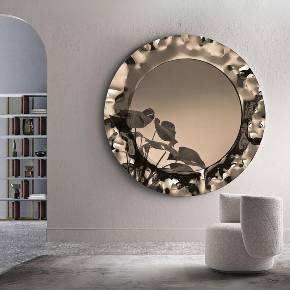 Miroir rond avec cadre en verre incurvé Ø 90 cm — vue 3
