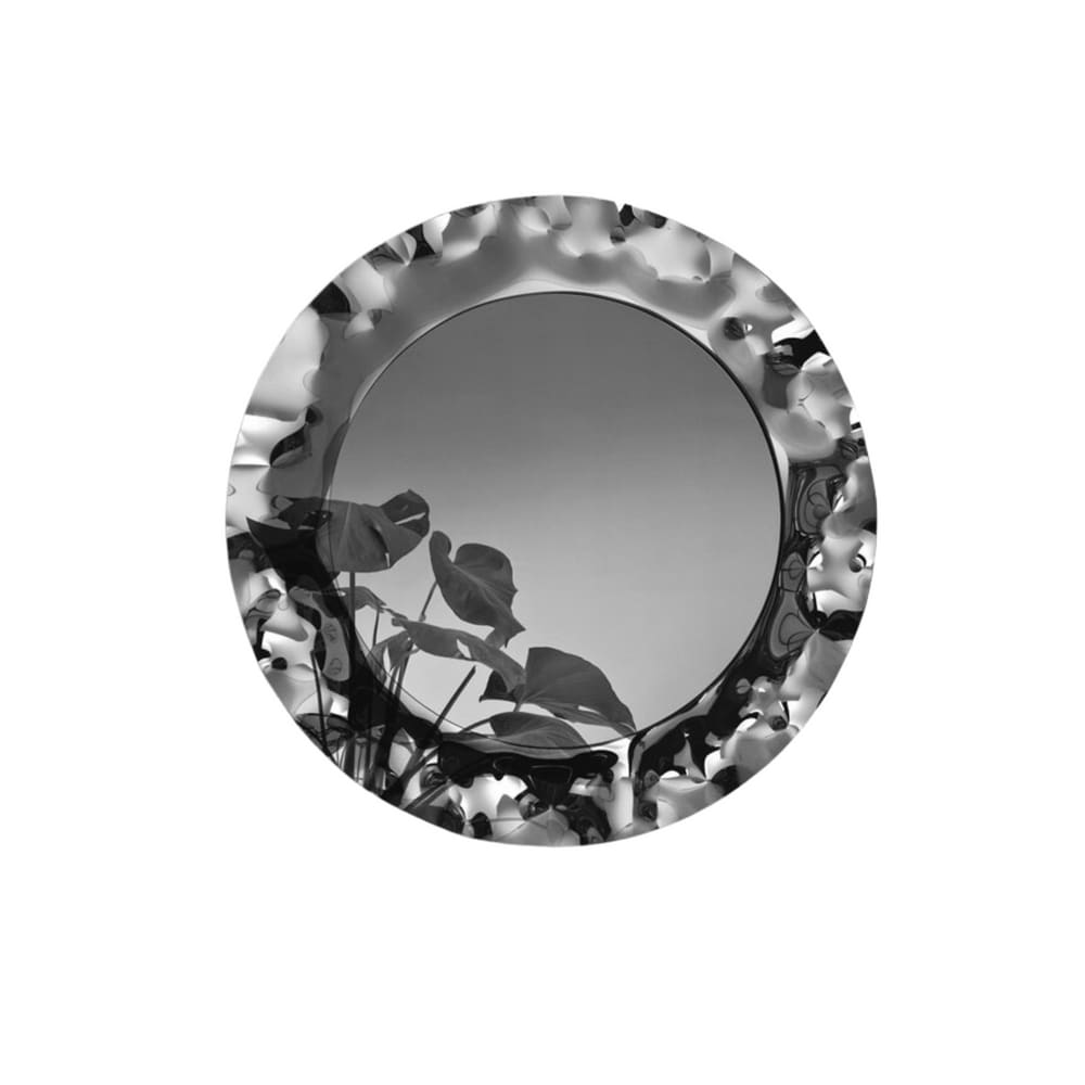 Miroir rond moderne avec cadre en verre incurvé Ø 90 cm