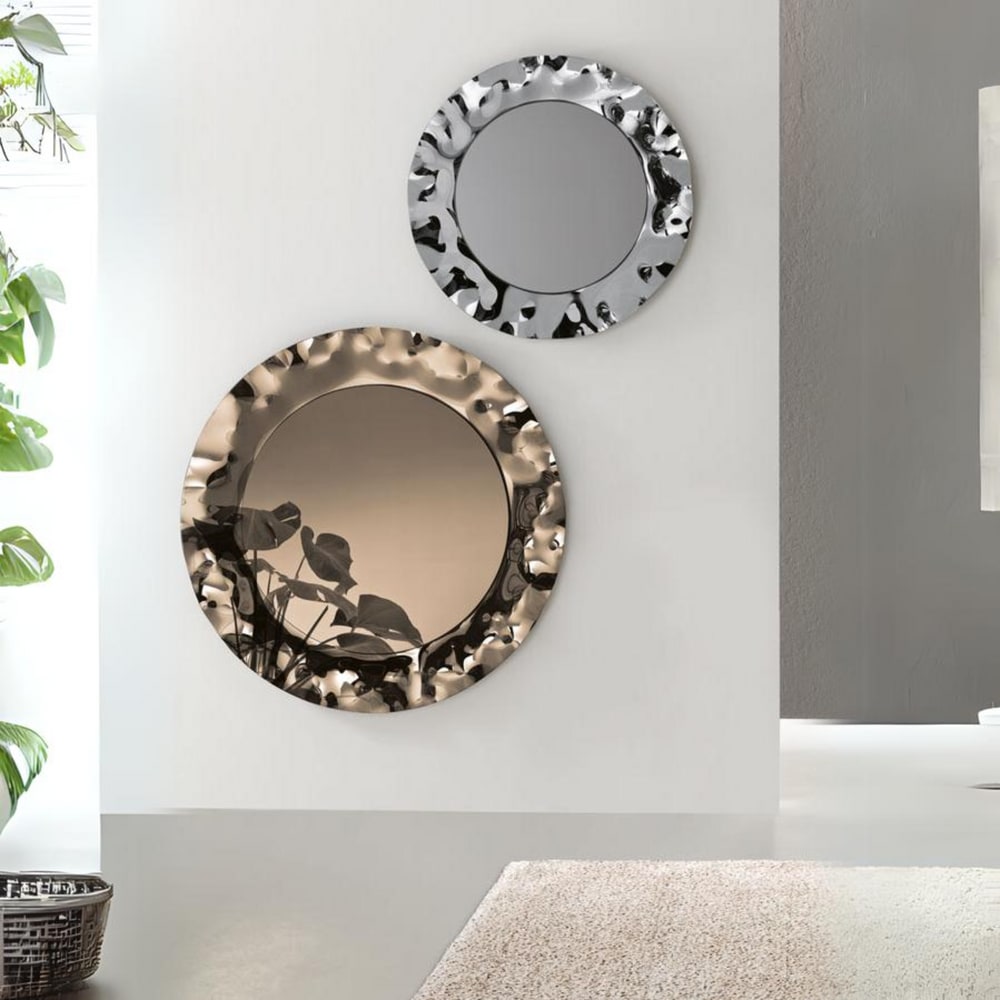 Miroir rond moderne avec cadre en verre incurvé Ø 90 cm — vue 3