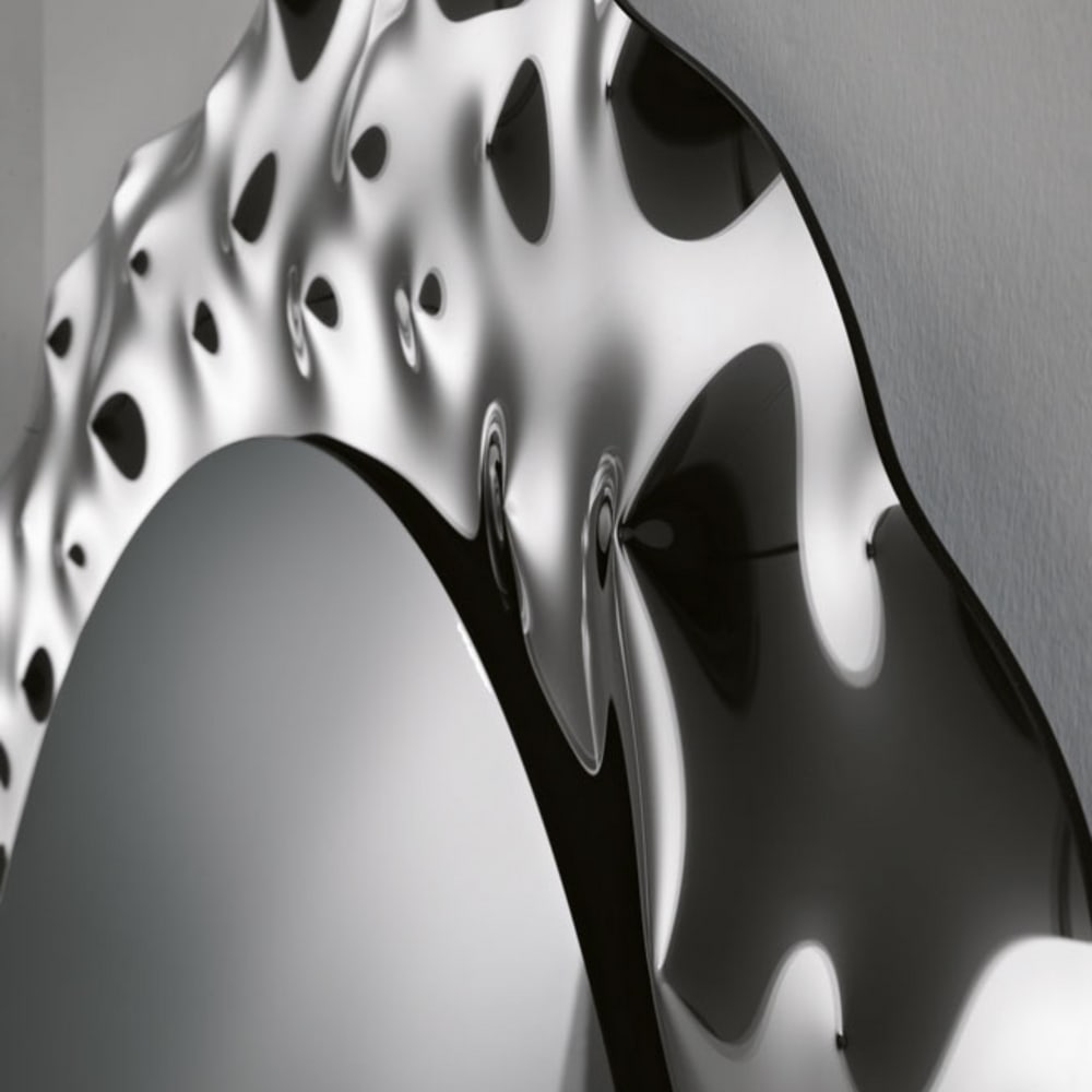 Miroir rond moderne avec cadre en verre incurvé Ø 90 cm — vue 4