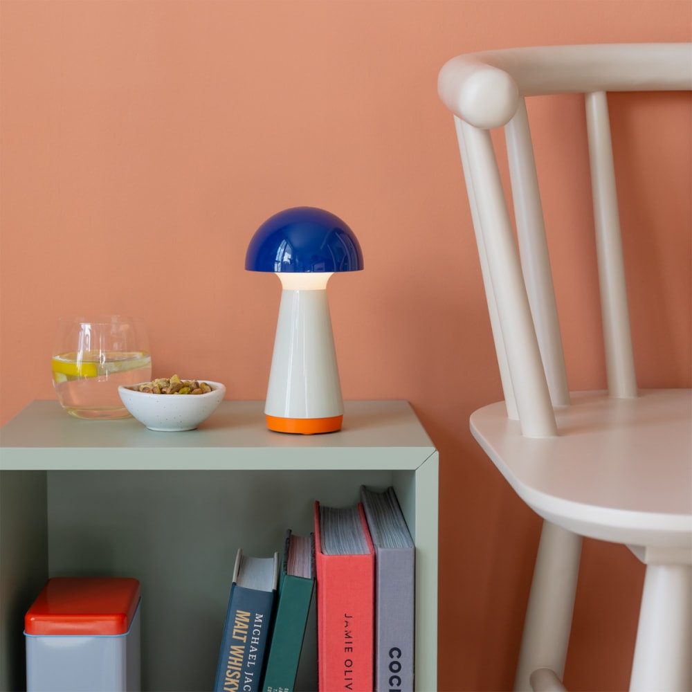 Lampe de table bleu et crème H18cm — vue 3