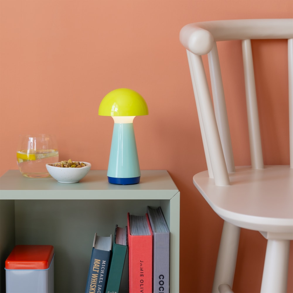 Lampe de table jaune et bleu H18cm — vue 3