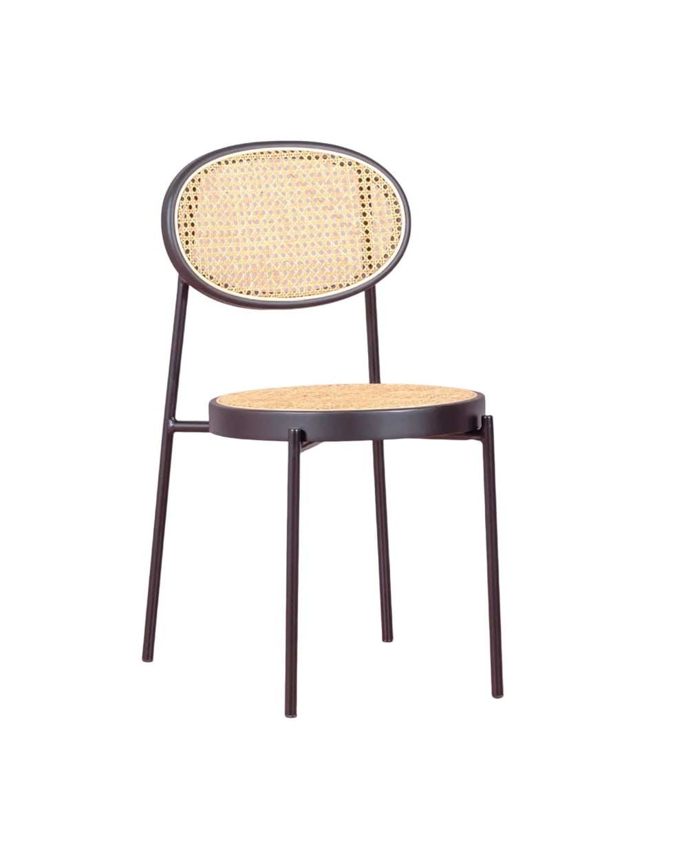 Nest dream Metallstuhl mit natürlichen Rattanoberflächen, schwarz style vintage - Rattan