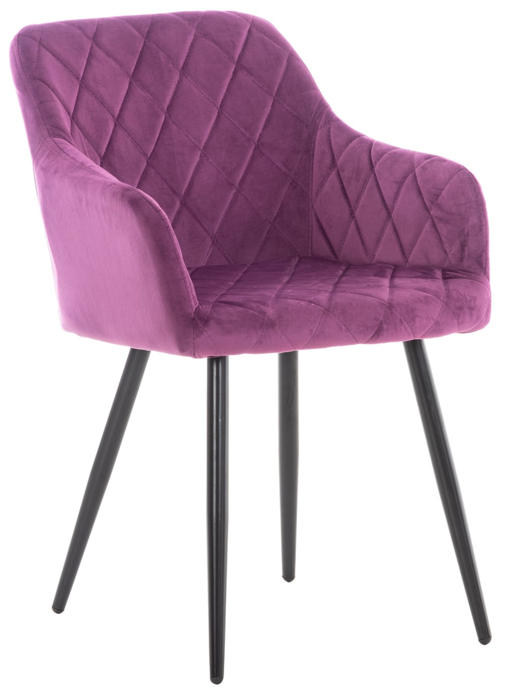 CLP Esszimmerstuhl mit Armlehnen Metallgestell aus Samt lila style modern Violett Samt