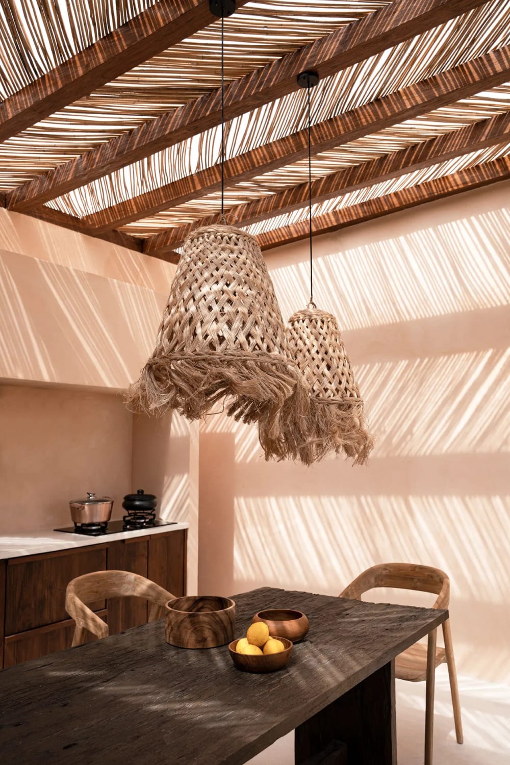 Bazar Bizar Pendelleuchte abacagras in braun, 53x53x70cm style seaside Beige Naturfasern