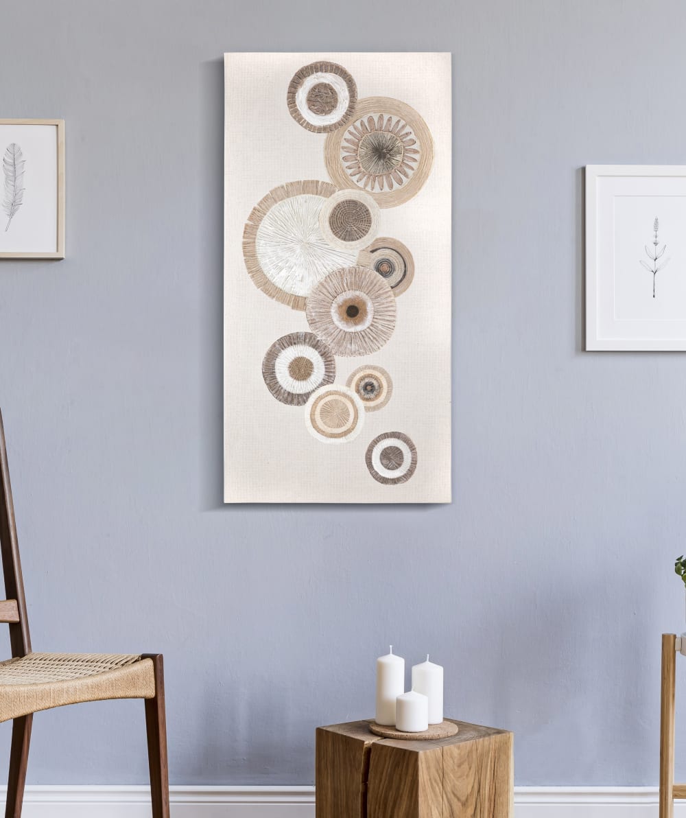 Peinture sur toile abstraite avec applications 50x3,2x100  cm