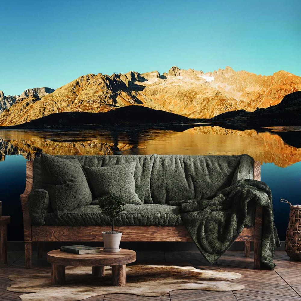 Hexoa Panorama-Tapete hochgebirgssee 364x270cm style landhaus Blau Vlies