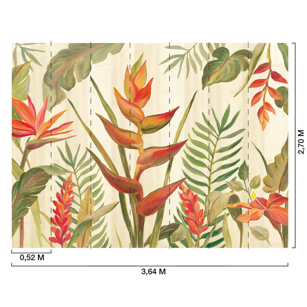 Papier peint panoramique feuilles fleurs du paradis 364x270 cm — vue 3